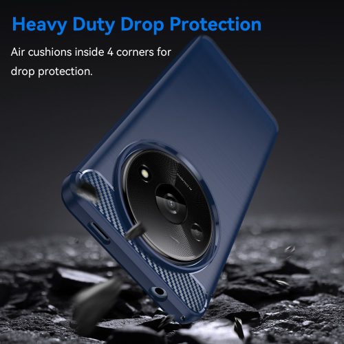 RMPACK Xiaomi Redmi A3 Szilikon Tok Ütésállókivitel Karbon Mintázattal Sötétkék