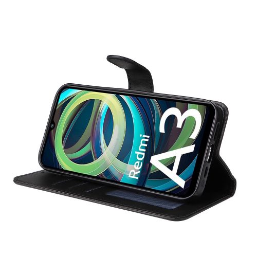 RMPACK Xiaomi Redmi A3 Notesz Tok Business Series V2 Kitámasztható Bankkártyatartóval Fekete