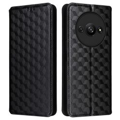   RMPACK Xiaomi Redmi A3 Tok Notesz Karbon Mintázattal Kitámasztható Kártyatartóval Fekete