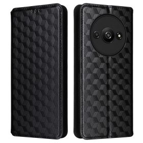   RMPACK Xiaomi Redmi A3 Tok Notesz Karbon Mintázattal Kitámasztható Kártyatartóval Fekete