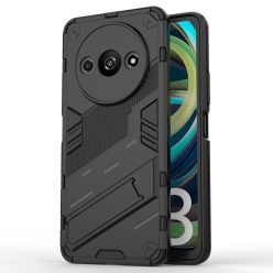   RMPACK Xiaomi Redmi A3 Tok Ütésállókivitel Kitámasztható PC + TPU 2in1 Anti-Drop Series Kameralencse védelemmel Fekete
