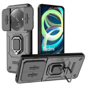   RMPACK Xiaomi Redmi A3 Ütésálló Tok FUTURE Armor Slide - Gyűrűs Kitámasztható Fekete