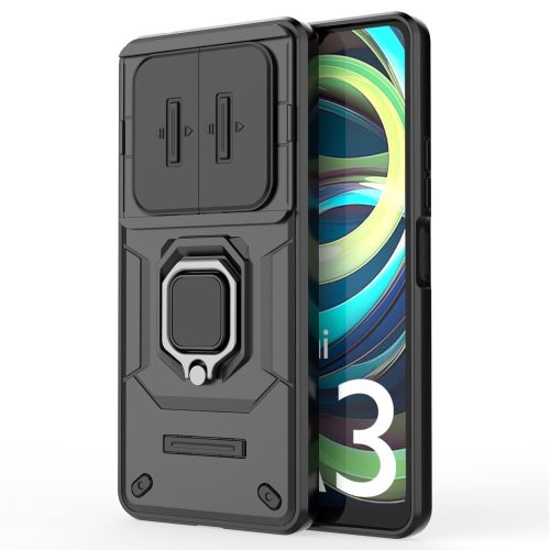 RMPACK Xiaomi Redmi A3 Ütésálló Tok FUTURE Armor Slide - Gyűrűs Kitámasztható Fekete