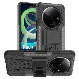   RMPACK Xiaomi Redmi A3 Ütésálló Tok Kitámasztható 2in1 Hybrid Fekete
