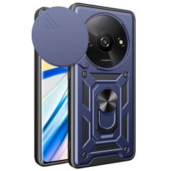   RMPACK Xiaomi Redmi A3 Ütésálló Tok Best Armor Ring Style + Camera Protector Lencsevédelemmel Kék