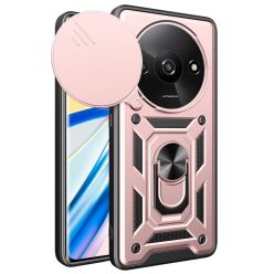   RMPACK Xiaomi Redmi A3 Ütésálló Tok Best Armor Ring Style + Camera Protector Lencsevédelemmel Rózsaarany
