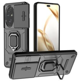   RMPACK Honor 200 Pro 5G Ütésálló Tok FUTURE Armor Slide - Gyűrűs Kitámasztható Fekete