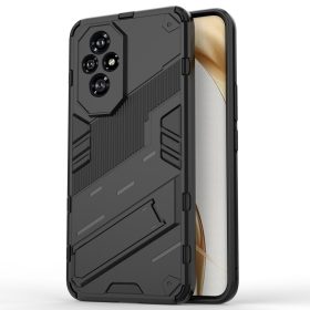   RMPACK Honor 200 5G Tok Ütésállókivitel Kitámasztható PC + TPU 2in1 Anti-Drop Series Kameralencse védelemmel Fekete