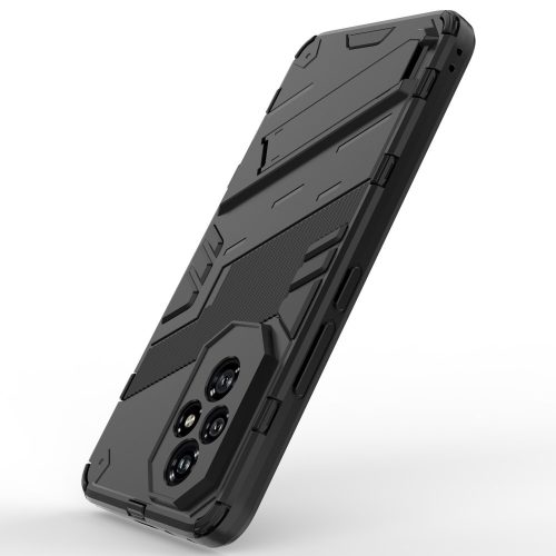 RMPACK Honor 200 5G Tok Ütésállókivitel Kitámasztható PC + TPU 2in1 Anti-Drop Series Kameralencse védelemmel Fekete