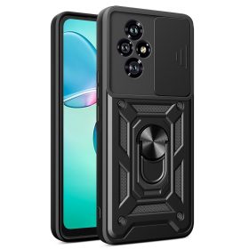  RMPACK Honor 200 5G Ütésálló Tok Best Armor Ring Style + Camera Protector Lencsevédelemmel Fekete