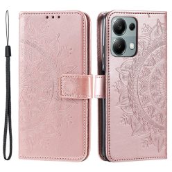   RMPACK Xiaomi 14T Tok Notesz Tok Mintás Mandala Style Kitámasztható Bankkártyatartóval Rózsaarany