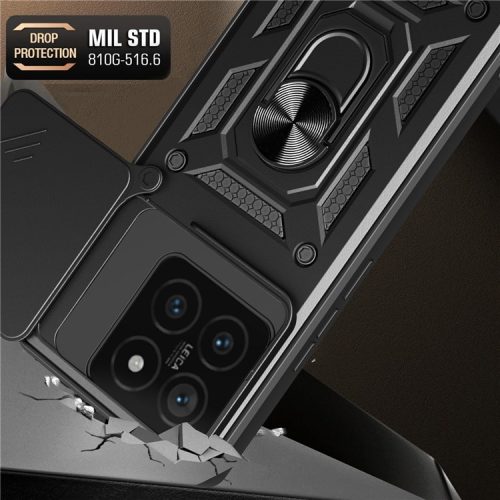 RMPACK Xiaomi 14T Ütésálló Tok Best Armor Ring Style + Camera Protector Lencsevédelemmel Rózsaarany