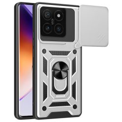   RMPACK Xiaomi 14T Ütésálló Tok Best Armor Ring Style + Camera Protector Lencsevédelemmel Ezüst