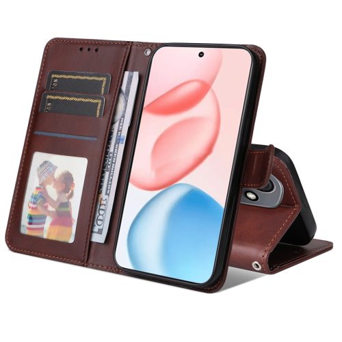 RMPACK Honor 400 5G Tok Notesz Kártyatartóval - Kitámasztható Wallet Style Barna