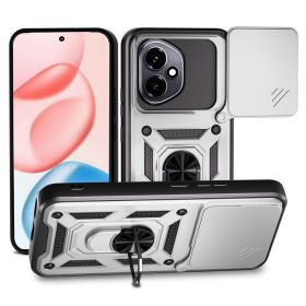   RMPACK Honor 400 5G Ütésálló Tok ArmorLife Kitámasztható Camera Slide Funkcióval Ezüst