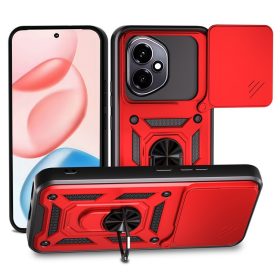   RMPACK Honor 400 5G Ütésálló Tok ArmorLife Kitámasztható Camera Slide Funkcióval Piros