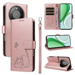   RMPACK Honor Magic8 Lite macska mintás műbőr flip tok csuklópánttal