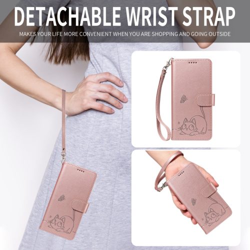 RMPACK Honor Magic8 Lite macska mintás műbőr flip tok csuklópánttal