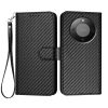 RMPACK Honor Magic8 Lite Carbon Fiber textúrás bőr pénztárcatok szíjjal
