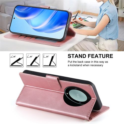 RMPACK Honor Magic8 Lite elegáns bőr hatású flip tok kártyatartóval