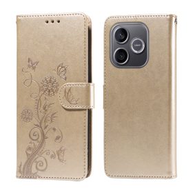  RMPACK Honor 600 Lite 5G Tok Notesz Fényes Butterfly-Stlye Pillangó Mintázattal Arany