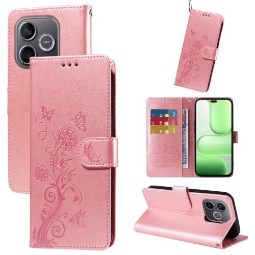 RMPACK Honor 600 Lite 5G Tok Notesz Fényes Butterfly-Stlye Pillangó Mintázattal Rózsaszín