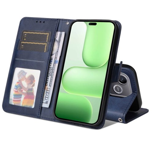 RMPACK Honor 600 Lite 5G Notesz Tok Business Series Kitámasztható Kártyatartóval Kék