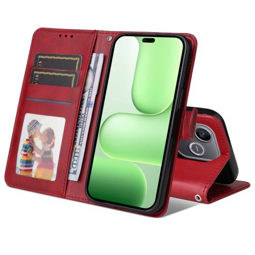 RMPACK Honor 600 Lite 5G Notesz Tok Business Series Kitámasztható Kártyatartóval Piros