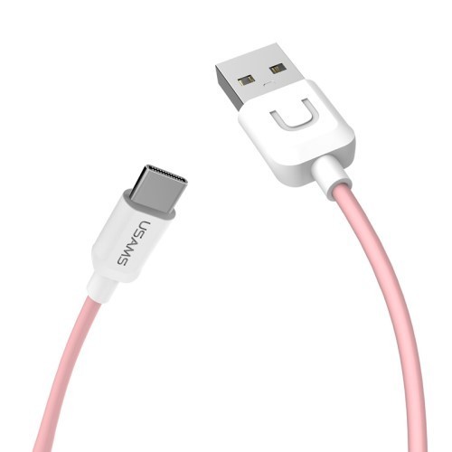 USAMS USB Adat-Töltő Kábel Type-C 2A 1M Rózsaszín