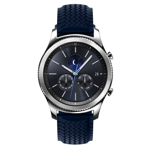 Samsung Gear S3 Classic / Frontier Szilikon Óraszíj - Pótszíj Tyre Style Sötétkék