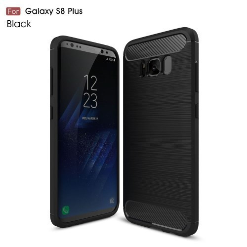 Samsung Galaxy S8+ / S8 Plus Karbon - Szálcsiszolt Mintás Szilikon Tok Ütésálló Kivitel Fekete