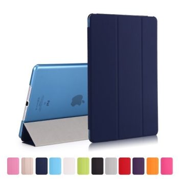 iPad 9.7 (2017) Tri-Fold Tok Kitámasztható Ébresztő/Altató Funkcióval Sötétkék   iPad 9.7 (2017) Tri-Fold Tok Kitámasztható Ébresztő/Altató Funkcióval Sötétkék