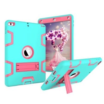 iPad 9.7 (2017) Tok Ütésálló 2in1 Heavy Duty Series RMPACK Kitámasztható Cián/Pink   iPad 9.7 (2017) Tok Ütésálló 2in1 Heavy Duty Series RMPACK Kitámasztható Cián/Pink